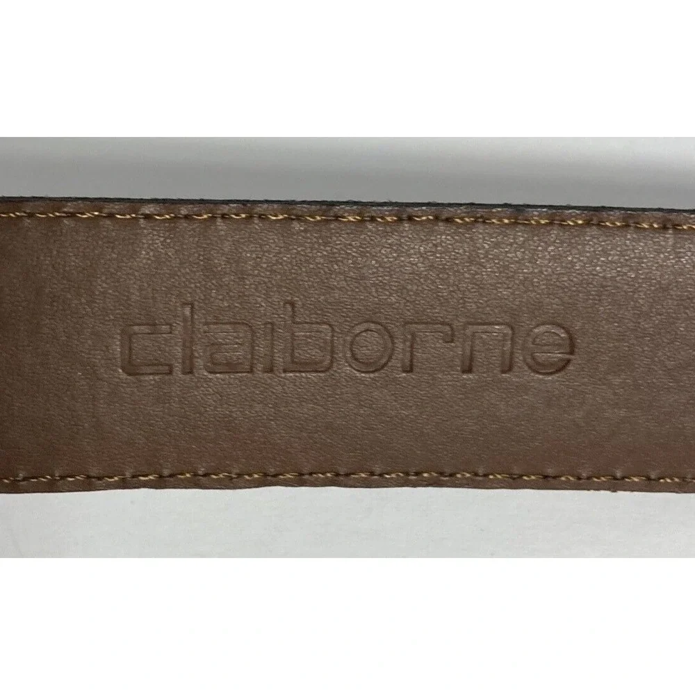 Claiborne Leather Belt Mens 42 Brown Gunmetal Buckle Handcrafted USA Classic‎
